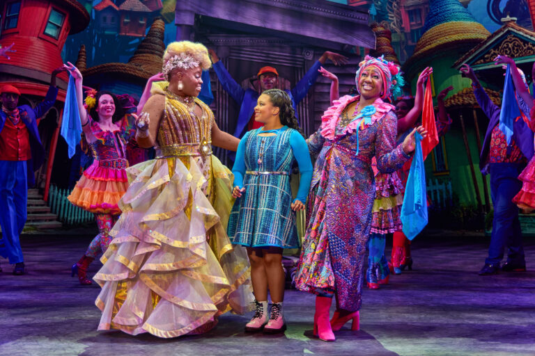 9. Sheherazade as Glinda, Dana Cimone as Dorothy, and Amitria Fanae as Addaperle in the North American Tour of THE WIZ. Photo by Jeremy Daniel