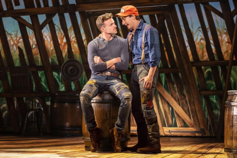 Jake Odmark as Beau and Mike Nappi as Peanut in The North American Tour of SHUCKED (Photo by Matthew Murphy and Evan Zimmerman) 2599